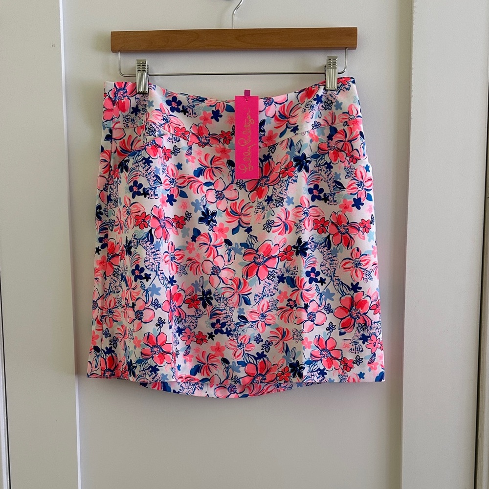 Lilly Pulitzer Pink and Blue Floral A-Line Skirt